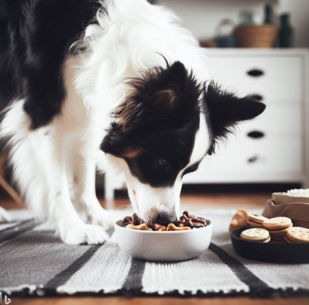 Border Collie Dog eating food