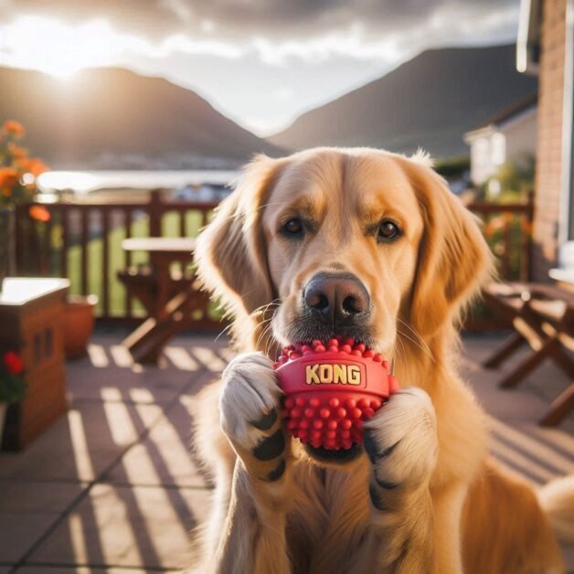 dog playing with toy