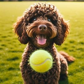 Irish Water Spaniel playing. 