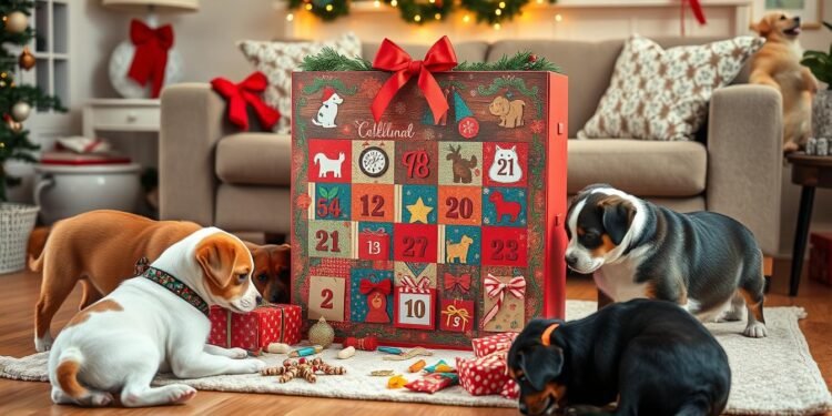dog advent calendar with festive pup gifts