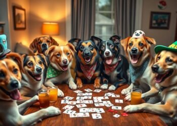 dogs playing cards
