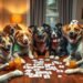 dogs playing cards