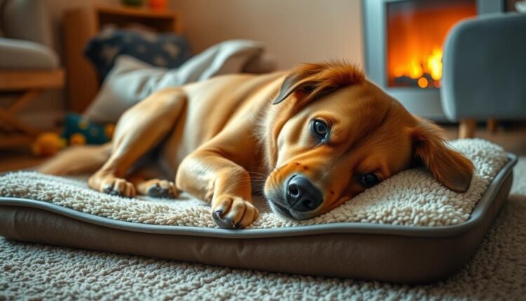 dog on heat pads