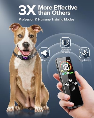 Dog Training Collar with Remote, Ycoev Dog Training Collar IP67 Waterproof, Training Collar for Large Medium Small Dogs, Rechargeable E-Collar for Dogs with 4 Modes Beep, Vibration (Black)
