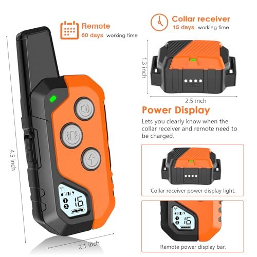 PIOUNS Shock Collar for Dogs, IP67 Waterproof Dog Training Collar with Remote, 3 Training Modes with Beep, Vibration, and Safe Static, Rechargeable E Collar for Large Medium