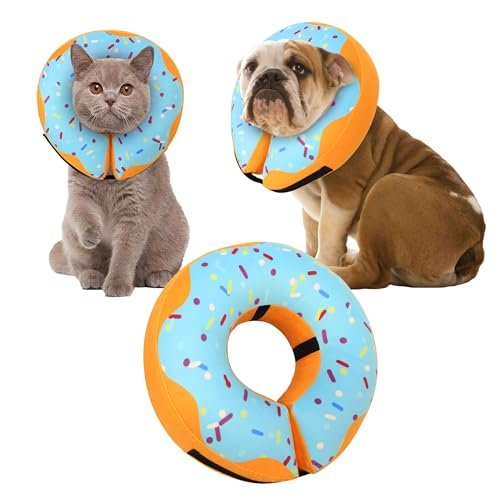 Recovery Donut Collar for Dogs & Cat,Inflatable Dog Cone Collar Alternative After Surgery,Soft Cone for Large Medium Small Dog,Adjustable Pet Neck Donut(Blue,X-Large)