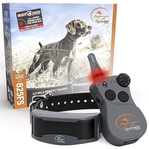 SportDOG Brand FieldSentinel 825 Remote Trainer with Bodyguard Health Alerts – World’s First Dog E-Collar with Health Monitoring – Train with Static, Vibrate, and Tone – ½ Mile Range