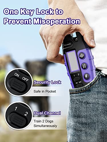 BOUSNIC Dog Shock Collar 2 Dogs (5-120Lbs) - 3300 ft Waterproof Training Collar for Dogs Large Medium Small with Rechargeable Remote, Beep (1-8) Vibration (1-16) and Humane Shock (1-99) Modes