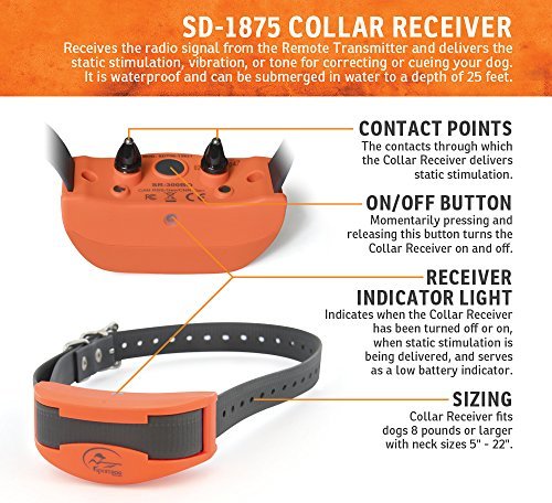 SportDOG Brand UplandHunter 1875 Remote Trainer with Beeper - 1 Mile Range - Waterproof, Rechargeable Dog Training and Tracking Collar with Tone, Vibration, and Static - Audible Beeper up to 500 Yards