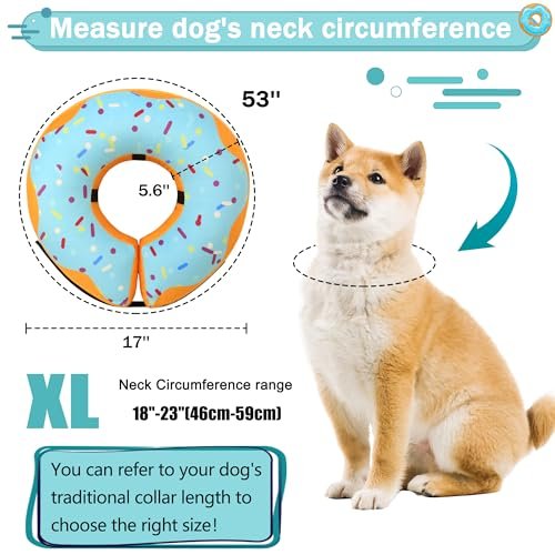 Recovery Donut Collar for Dogs & Cat,Inflatable Dog Cone Collar Alternative After Surgery,Soft Cone for Large Medium Small Dog,Adjustable Pet Neck Donut(Blue,X-Large)