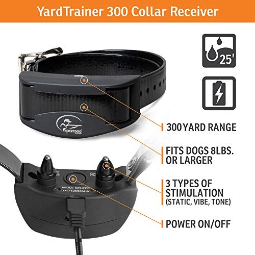 SportDOG Brand YardTrainer 300 Remote Trainer - SportDOG Static Collar With Remote, Waterproof, Submersible Up To 25 ft, Equipped with DryTek Technology, SportDOG Trainer with static, vibrate and tone