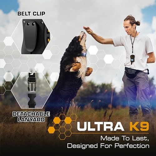 INVIROX Shock Collar for Dogs [Ultra K9] 124 Training Levels, 4 Powerful Modes with Night-Light and ¾ Mile Range 100% Safe Dog Training Collars for Large Dogs IP67 Waterproof E Collar