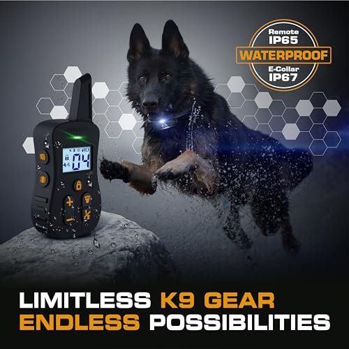 INVIROX Shock Collar for Dogs [Ultra K9] 124 Training Levels, 4 Powerful Modes with Night-Light and ¾ Mile Range 100% Safe Dog Training Collars for Large Dogs IP67 Waterproof E Collar