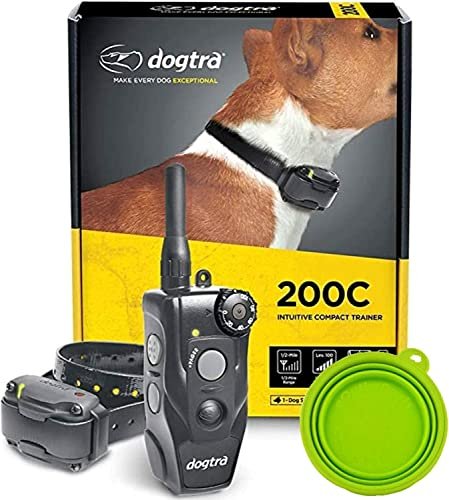 Dogtra E-Collar 200C / 202C Dog Training Collar System with Remote – 1/2 Mile Range, 1-2 Dog System - Rechargeable, Waterproof, Ergonomic - Includes eOutletdeals Pet Travel Bowl