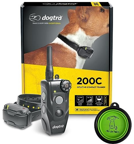 Dogtra E-Collar 200C / 202C Dog Training Collar System with Remote – 1/2 Mile Range, 1-2 Dog System - Rechargeable, Waterproof, Ergonomic - Includes eOutletdeals Pet Travel Bowl