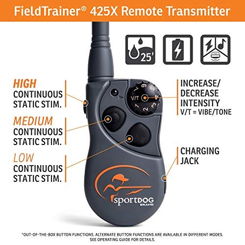 SportDOG Brand FieldTrainer 425X Remote Trainer - 500 Yard Range - Waterproof, Rechargeable Dog Training Collar with Static, Vibrate, and Tone