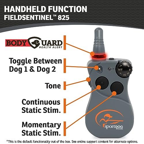 SportDOG Brand FieldSentinel 825 Remote Trainer with Bodyguard Health Alerts – World’s First Dog E-Collar with Health Monitoring – Train with Static, Vibrate, and Tone – ½ Mile Range