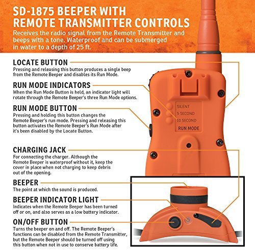 SportDOG Brand UplandHunter 1875 Remote Trainer with Beeper - 1 Mile Range - Waterproof, Rechargeable Dog Training and Tracking Collar with Tone, Vibration, and Static - Audible Beeper up to 500 Yards