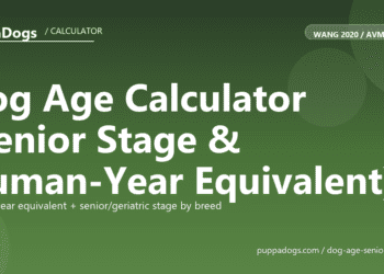 Dog Age Calculator (Senior Stage & Human-Year Equivalent) - free PuppaDogs calculator