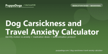 Dog Carsickness and Travel Anxiety Calculator - free PuppaDogs calculator