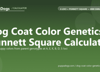 Dog Coat Color Genetics Punnett Square Calculator - free PuppaDogs calculator