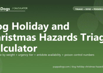 Dog Holiday and Christmas Hazards Triage Calculator - free PuppaDogs calculator