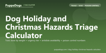 Dog Holiday and Christmas Hazards Triage Calculator - free PuppaDogs calculator