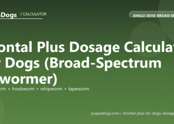 Drontal Plus Dosage Calculator for Dogs (Broad-Spectrum Dewormer) - free PuppaDogs calculator