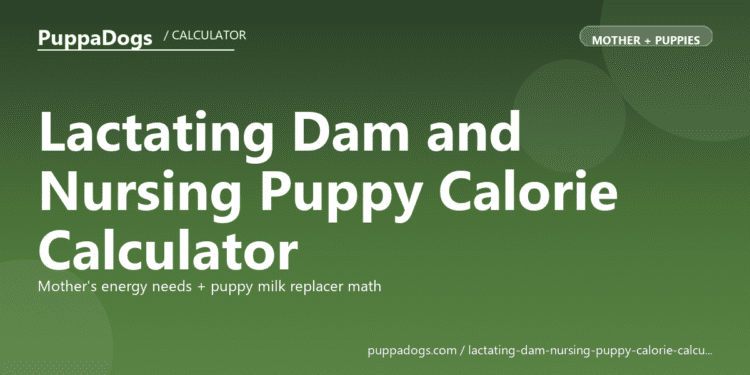 Lactating Dam and Nursing Puppy Calorie Calculator - free PuppaDogs calculator