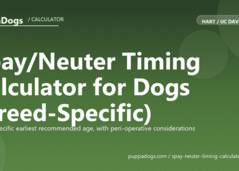 Spay/Neuter Timing Calculator for Dogs (Breed-Specific) - free PuppaDogs calculator